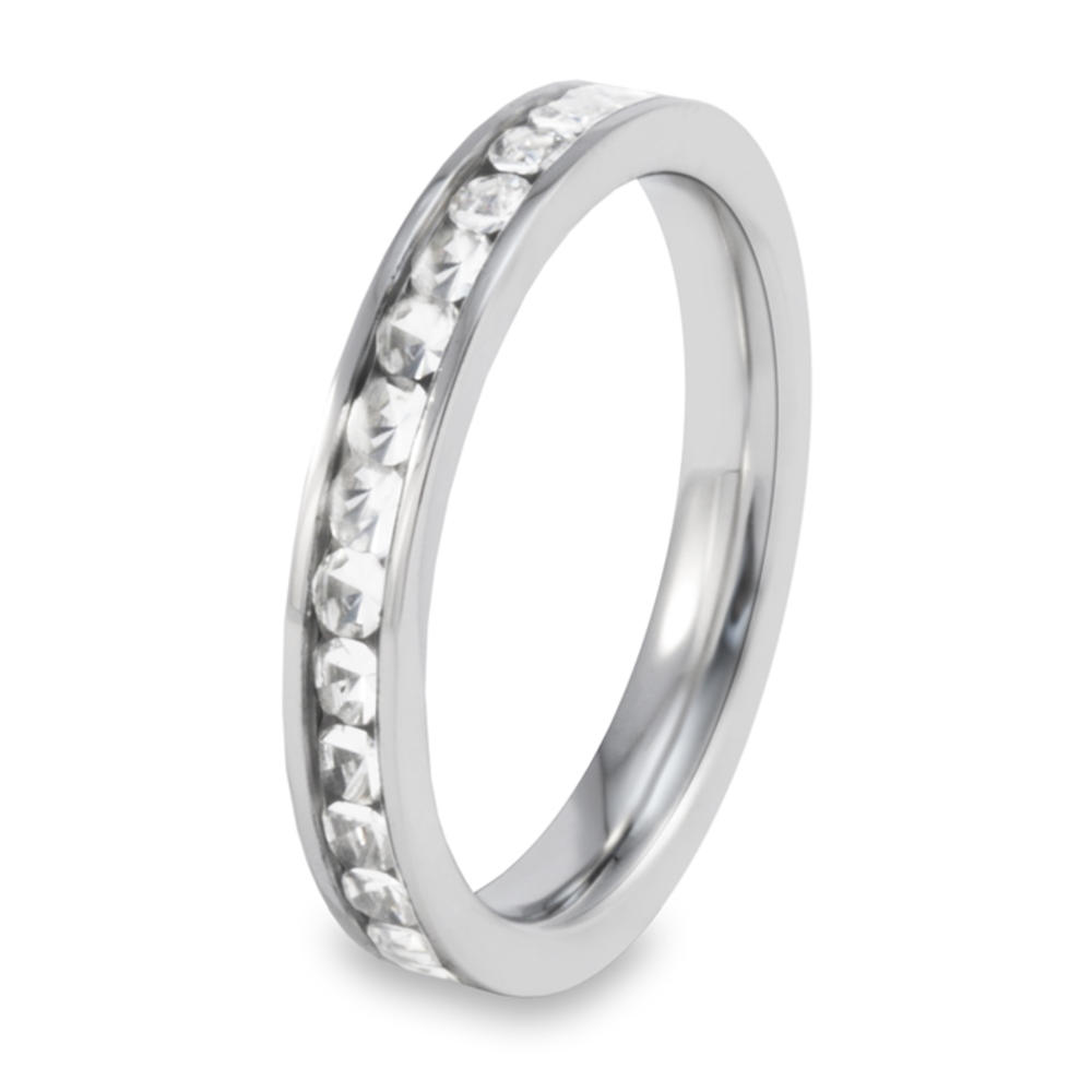West Coast Jewelry Stainless Steel Ring with White CZ's Inlayed