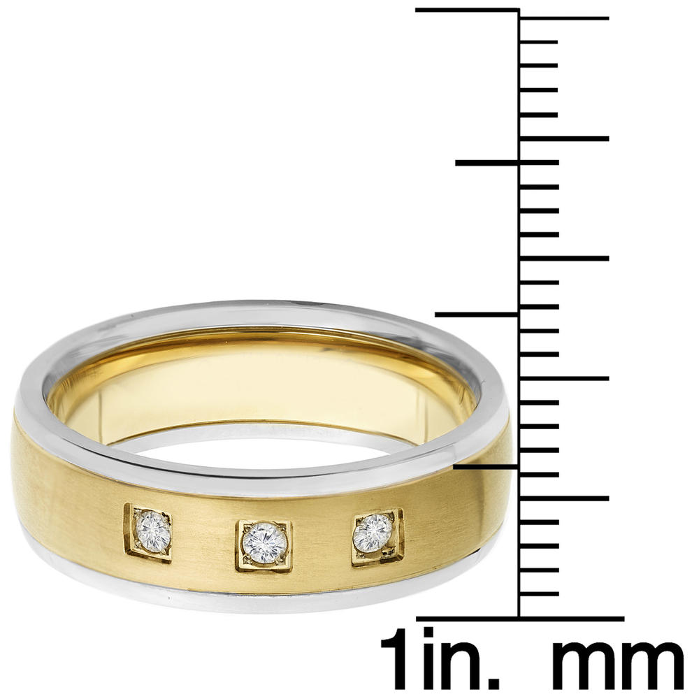 Crucible Crucbile Goldplated Titanium and 0.10 CTW Diamond Brushed Comfort Band Ring (H-I, SI2)