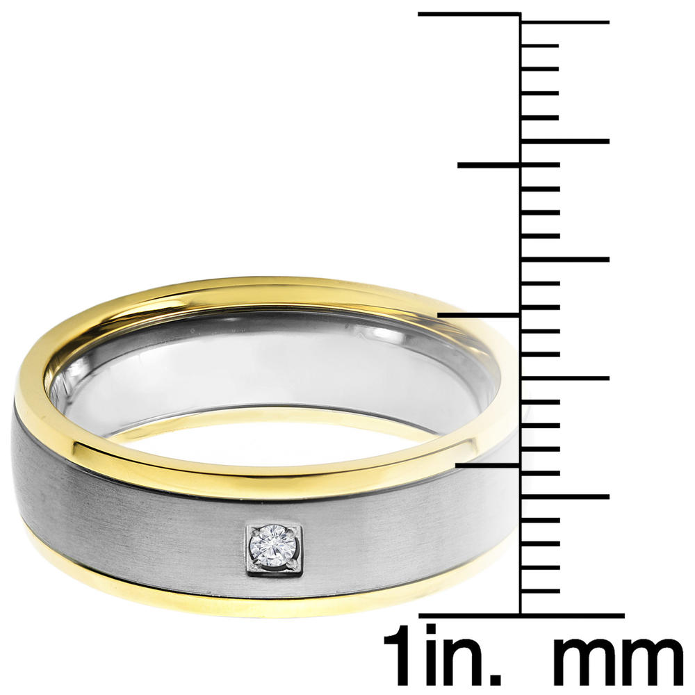Crucible Crucbile Goldplated Titanium and 0.03 CTW Diamond Brushed Comfort Band Ring (H-I, SI2)