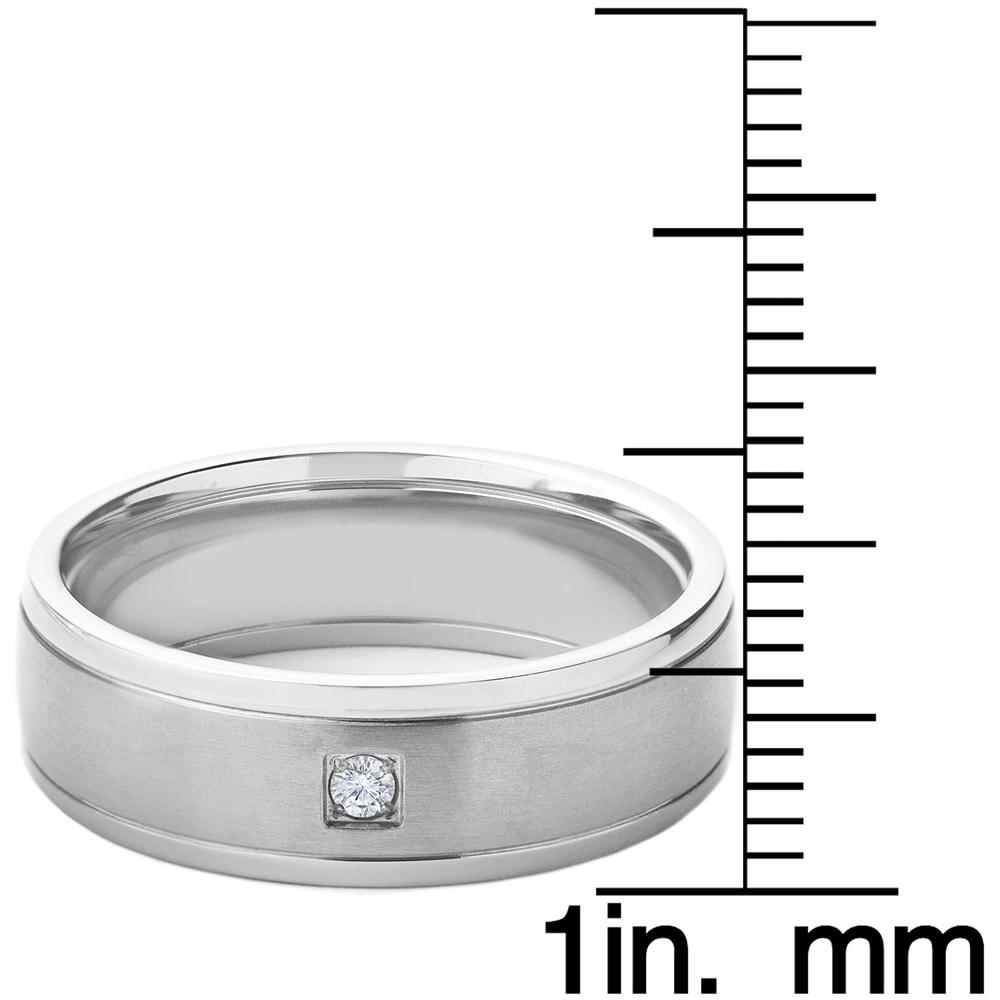 Crucible Crucbile Titanium and 0.03 CTW Diamond Brushed Comfort Band Ring (H-I, SI2)