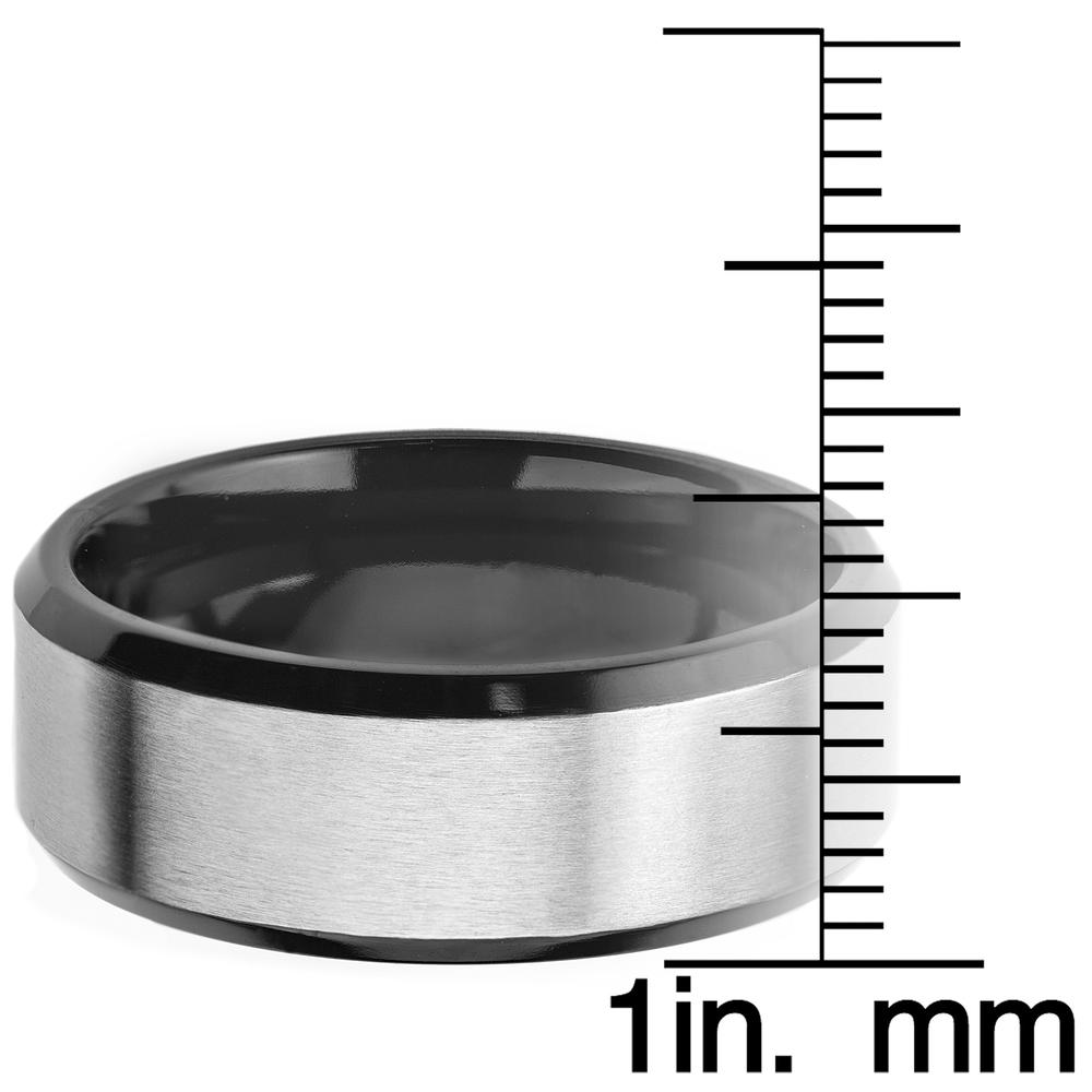 West Coast Jewelry Black and Brushed Titanium Ring (8mm)