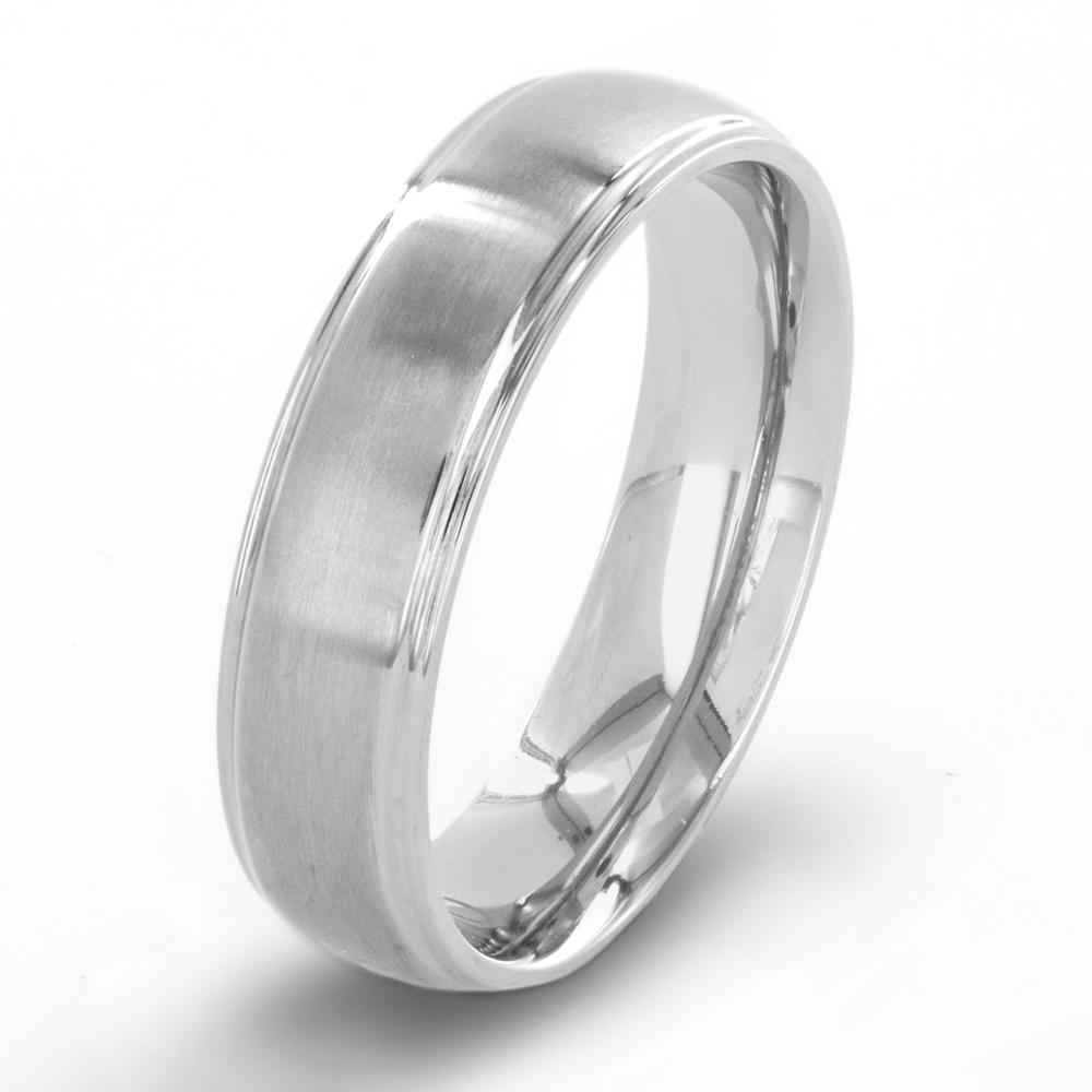 West Coast Jewelry Grooved Brushed and Polished Titanium Ring (6.0mm)