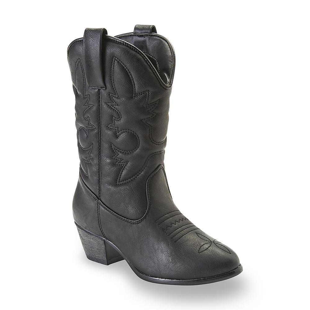 Yoki Girl's Texas 9" Black Cowboy Boot