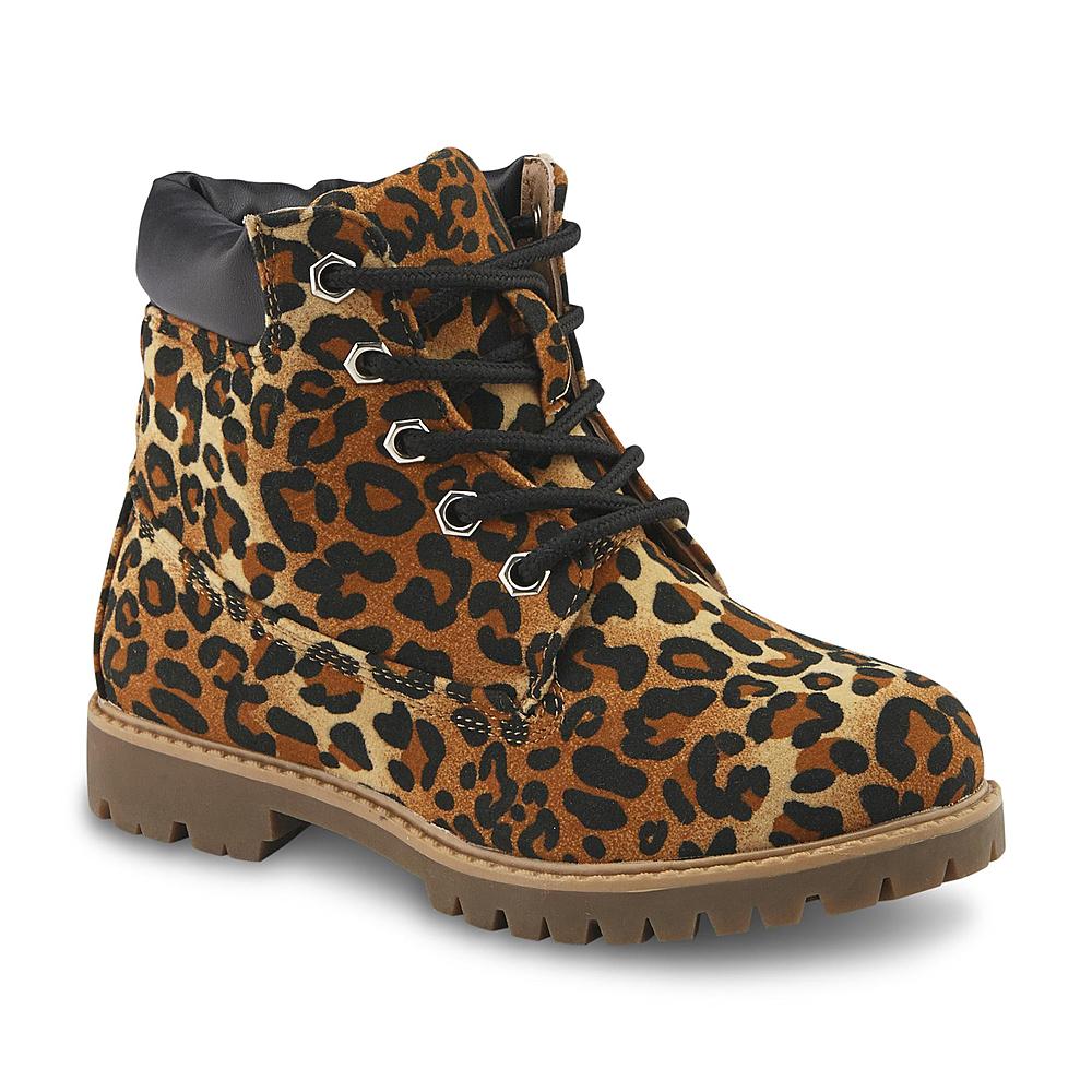 Yoki Girl's Gigi-K 5" Leopard-Print Lace-Up Ankle Boot