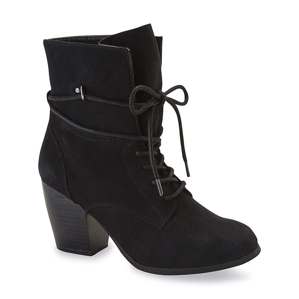 Qupid Women's Rhonda 5" Black Ankle Lace-Up Bootie