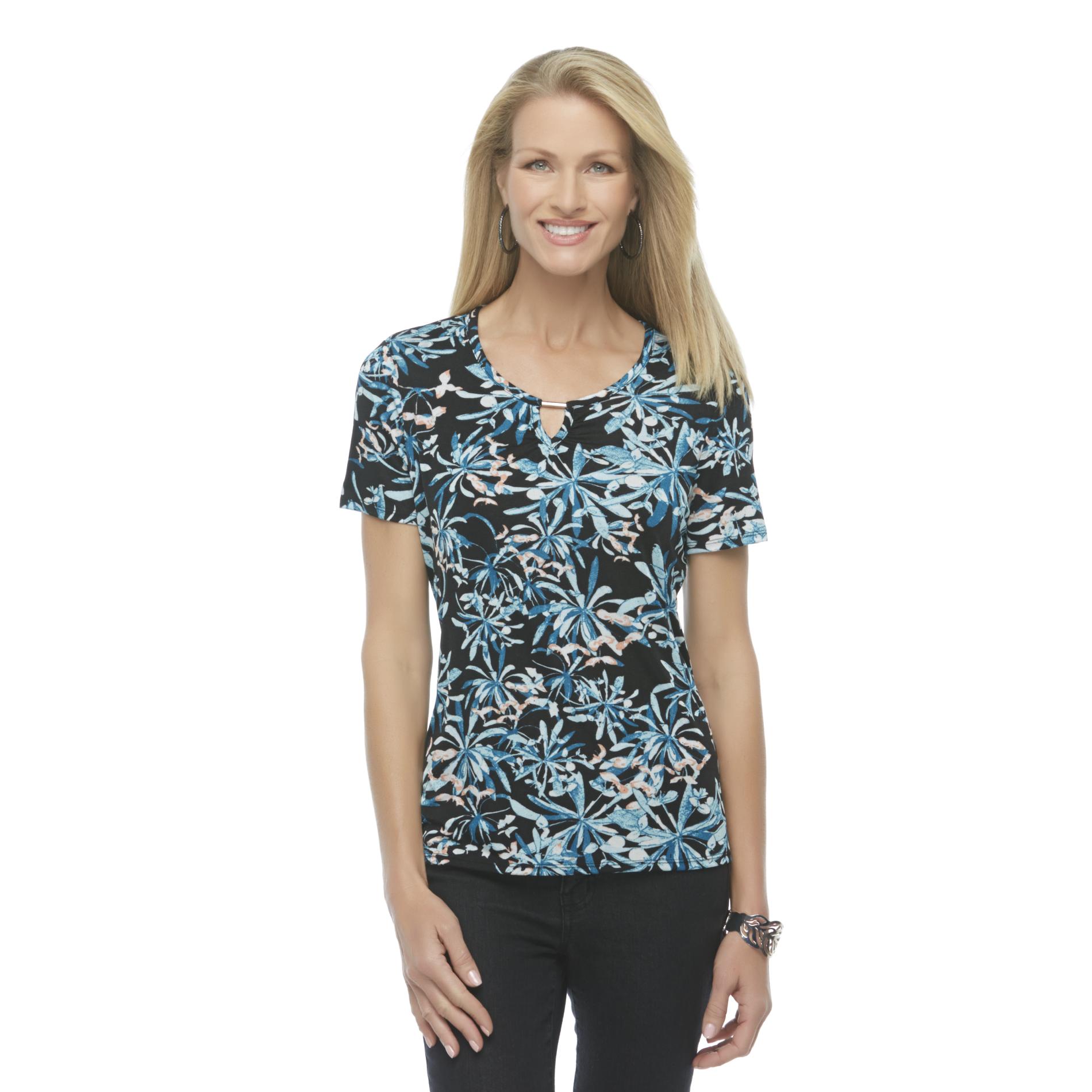 Jaclyn Smith Women's Keyhole Top - Floral Print