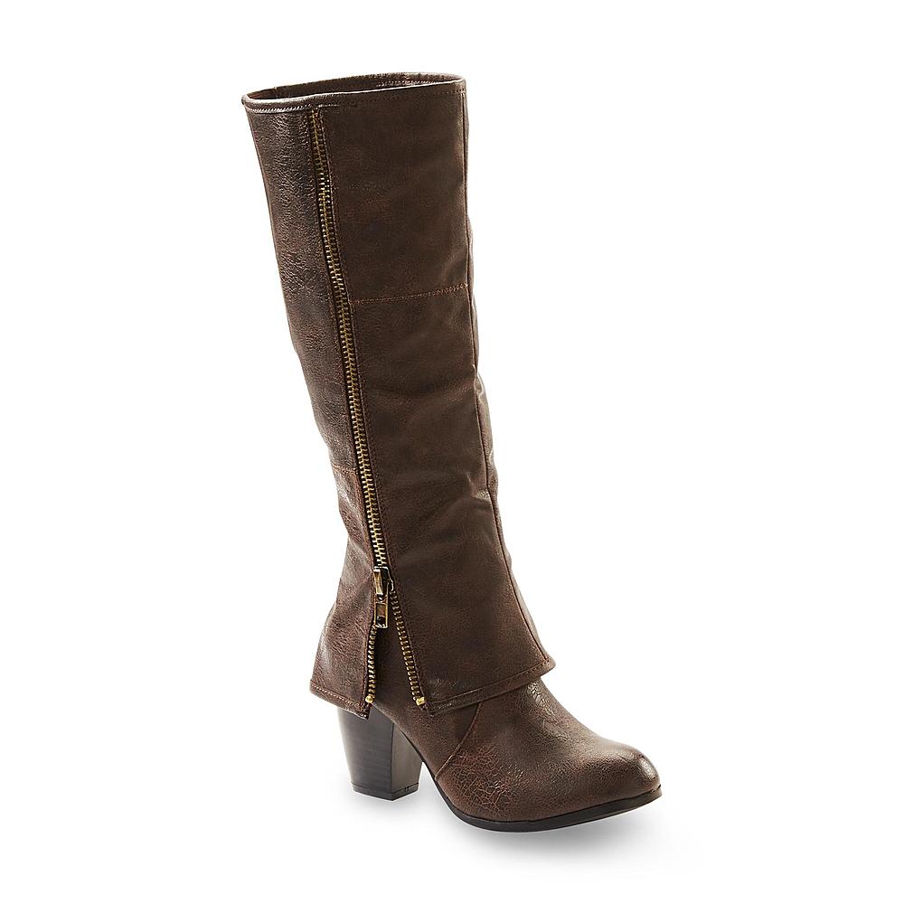 kisses Women's Too Lay 14" Brown Fold-Over Boot