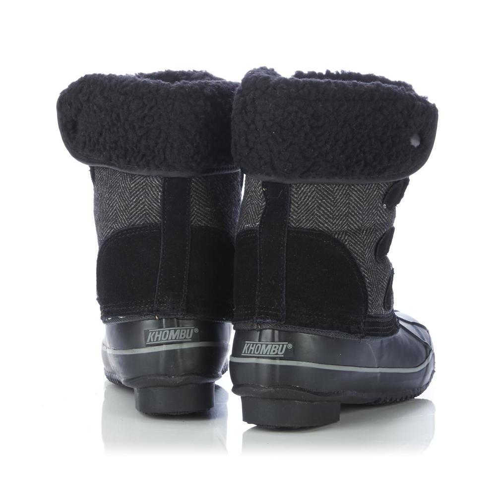 Khombu Women's Corrine Black/Herringbone Insulated Waterproof Winter Boot