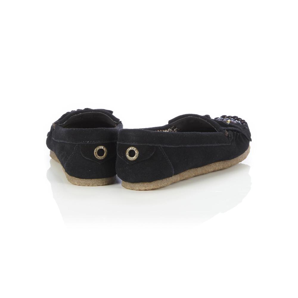 Buyamba Women's Nebbi Black Beaded Moccasin Casual Shoe