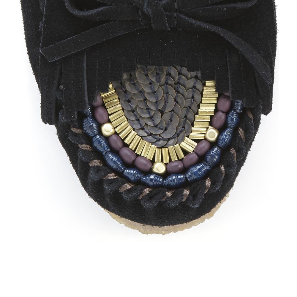 Buyamba Women's Nebbi Black Beaded Moccasin Casual Shoe