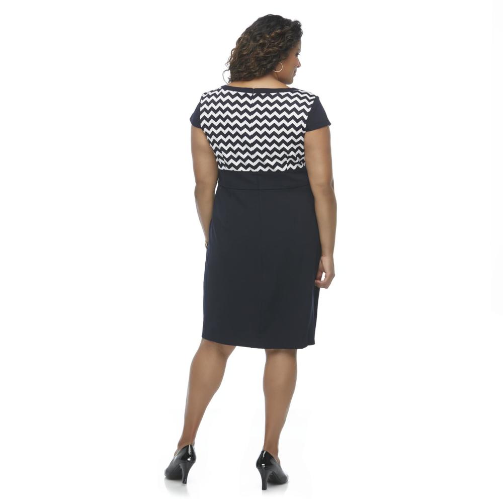 Covington Women's Plus Cap Sleeve Dress-  Zigzag