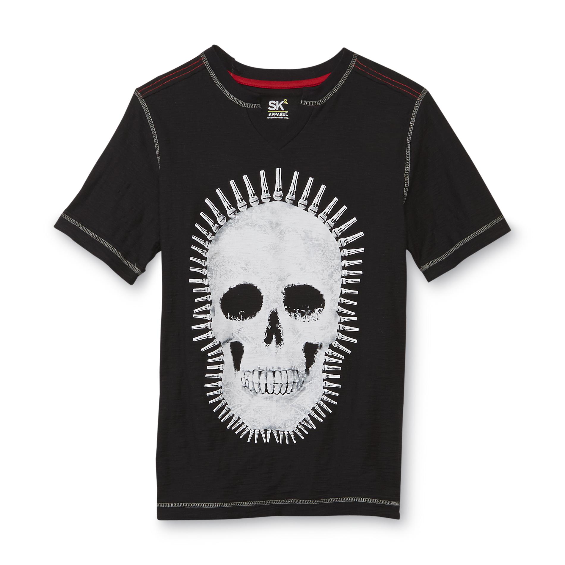 SK2 Boys V-Neck Graphic T-Shirt -Skull