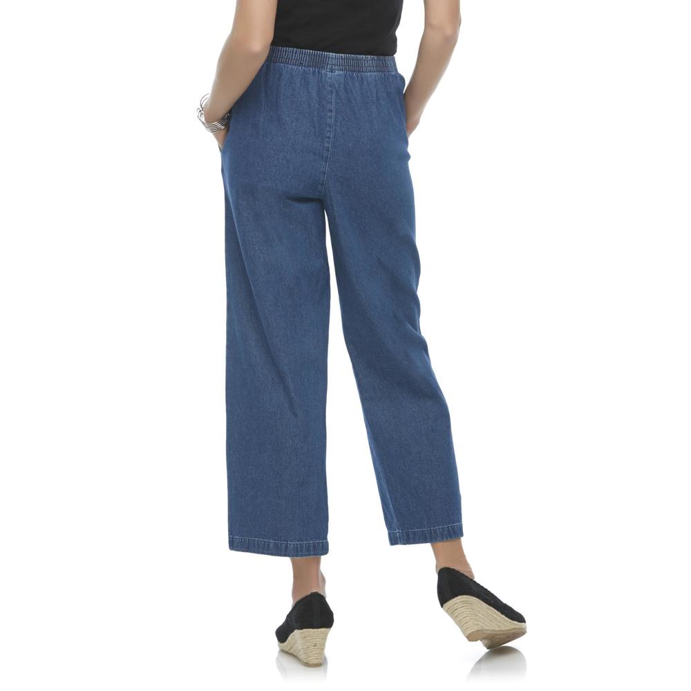 Basic Editions Women's Elastic Waist Denim Jeans