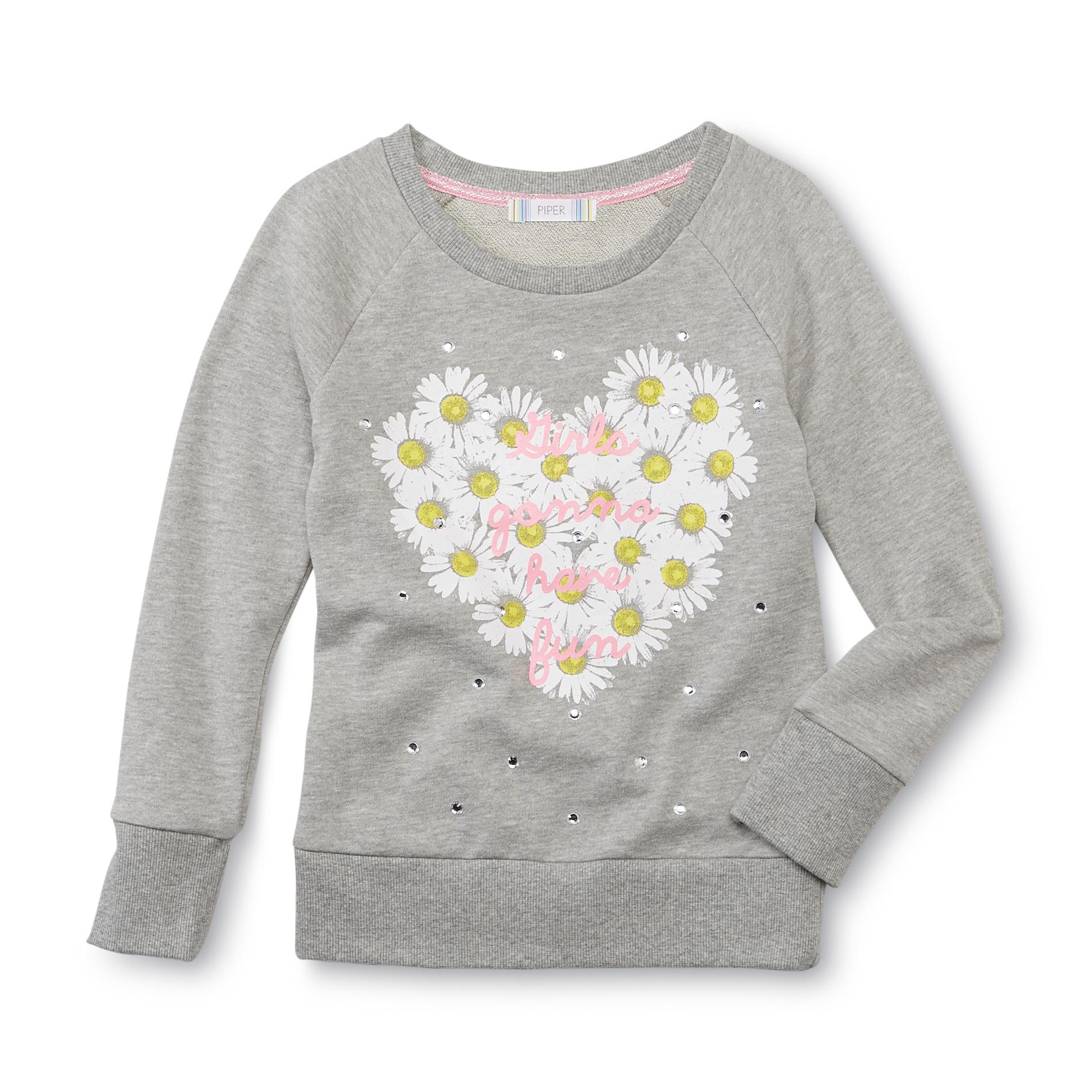 Piper Girl's Sweatshirt - Daisy Heart