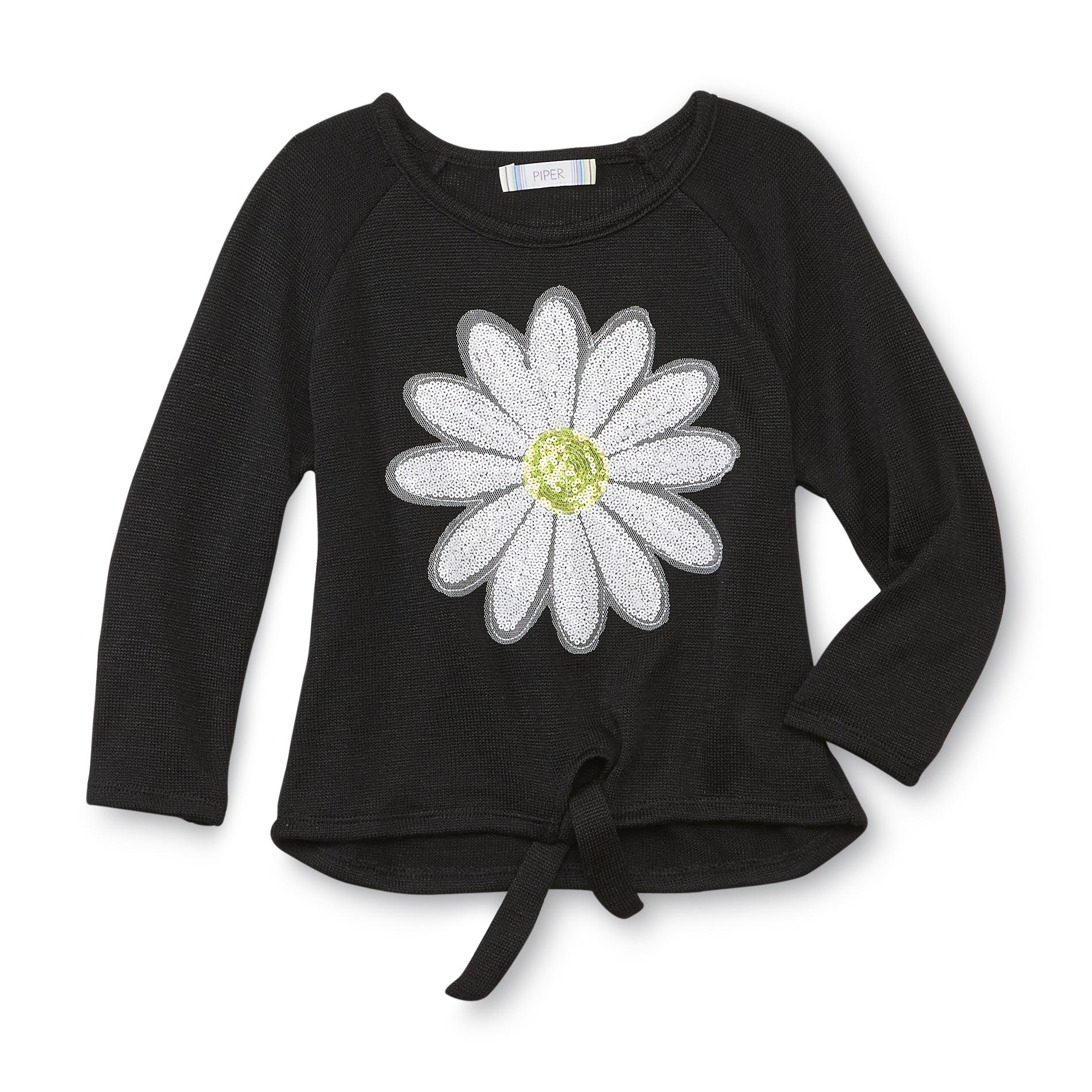 Piper Girl's Sequin Raglan Sweater - Daisy