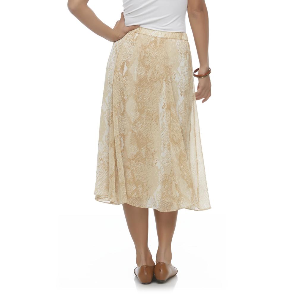 Covington Women's Chiffon Midi Skirt - Snakeskin Print