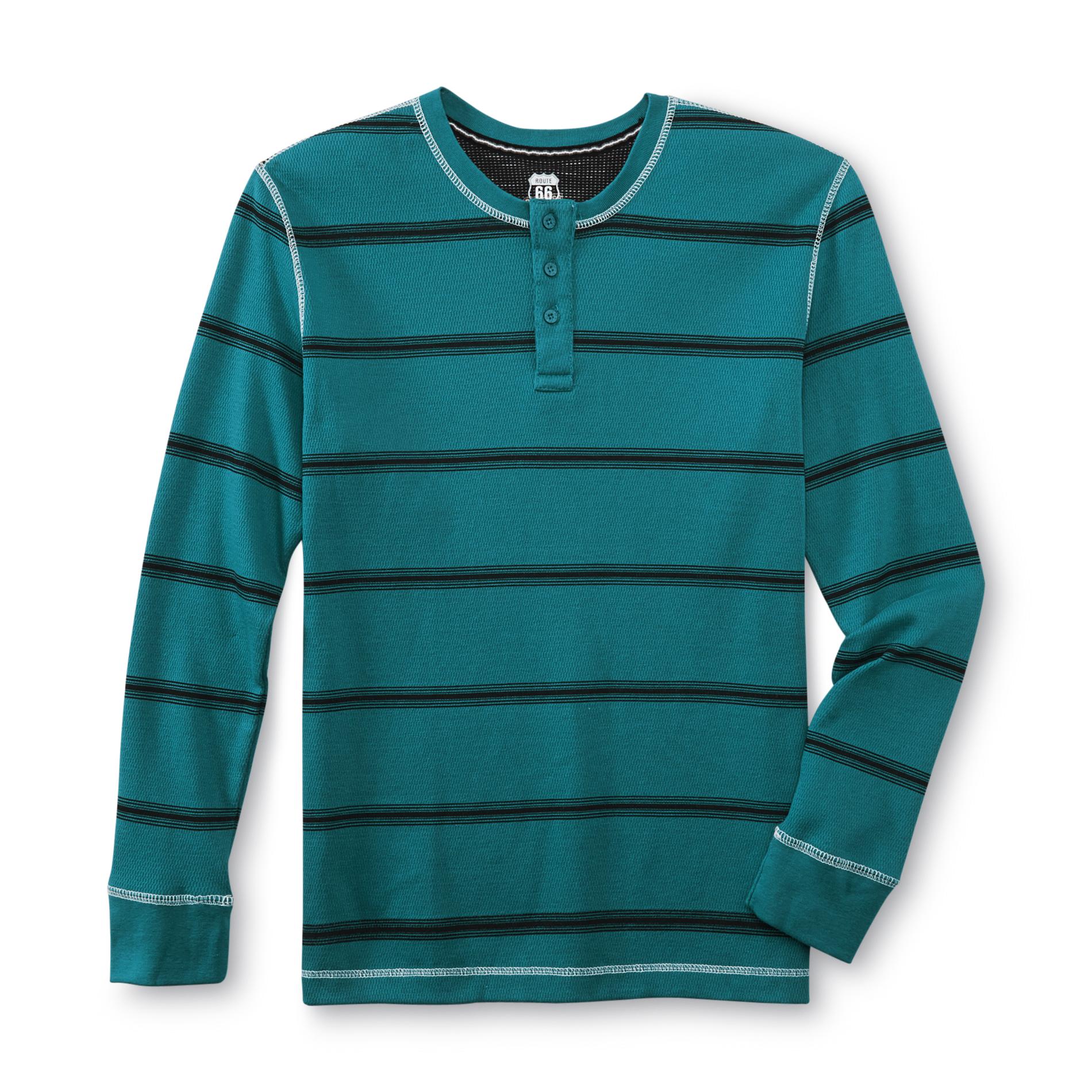 Route 66 Men's Thermal Henley Shirt - Striped