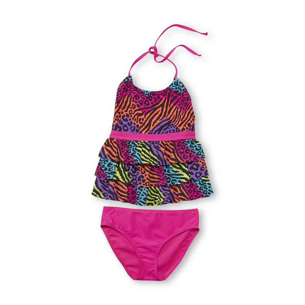 Joe Boxer Girl's Tankini Swim Top & Bikini Bottoms - Animal Print