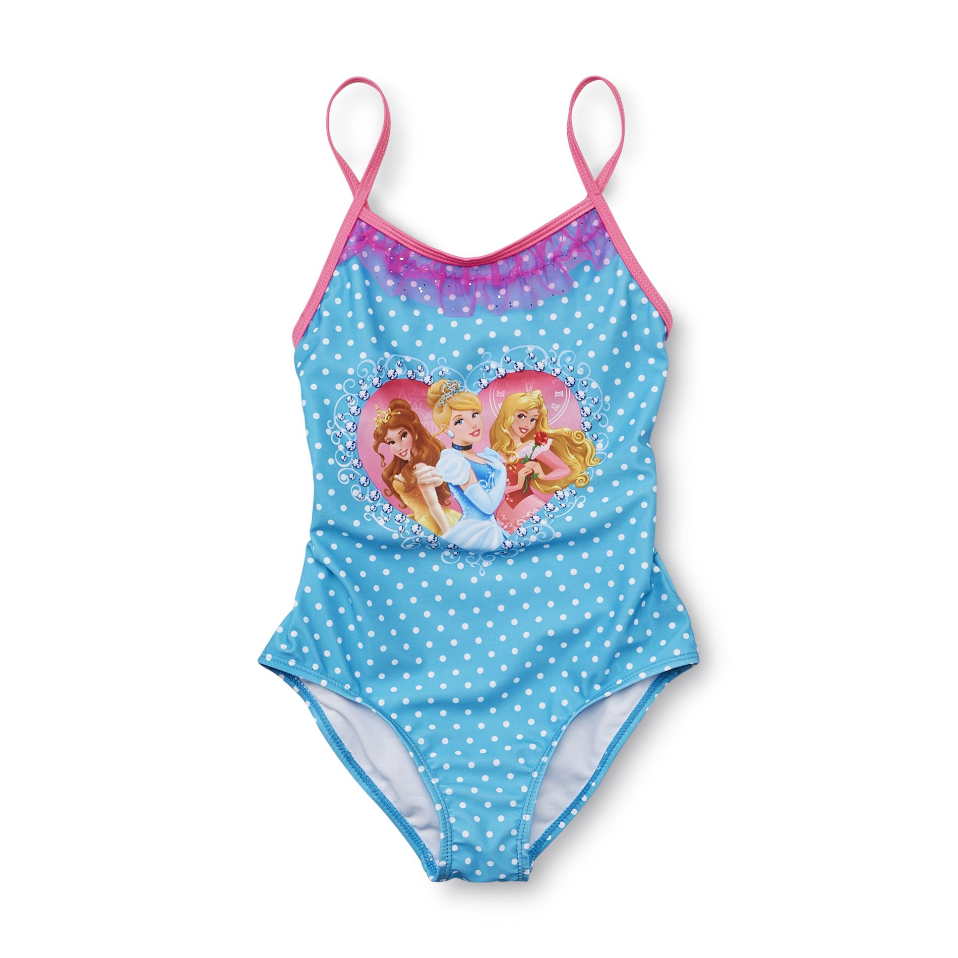 Disney Princesses Girl's Swimsuit - Dotted