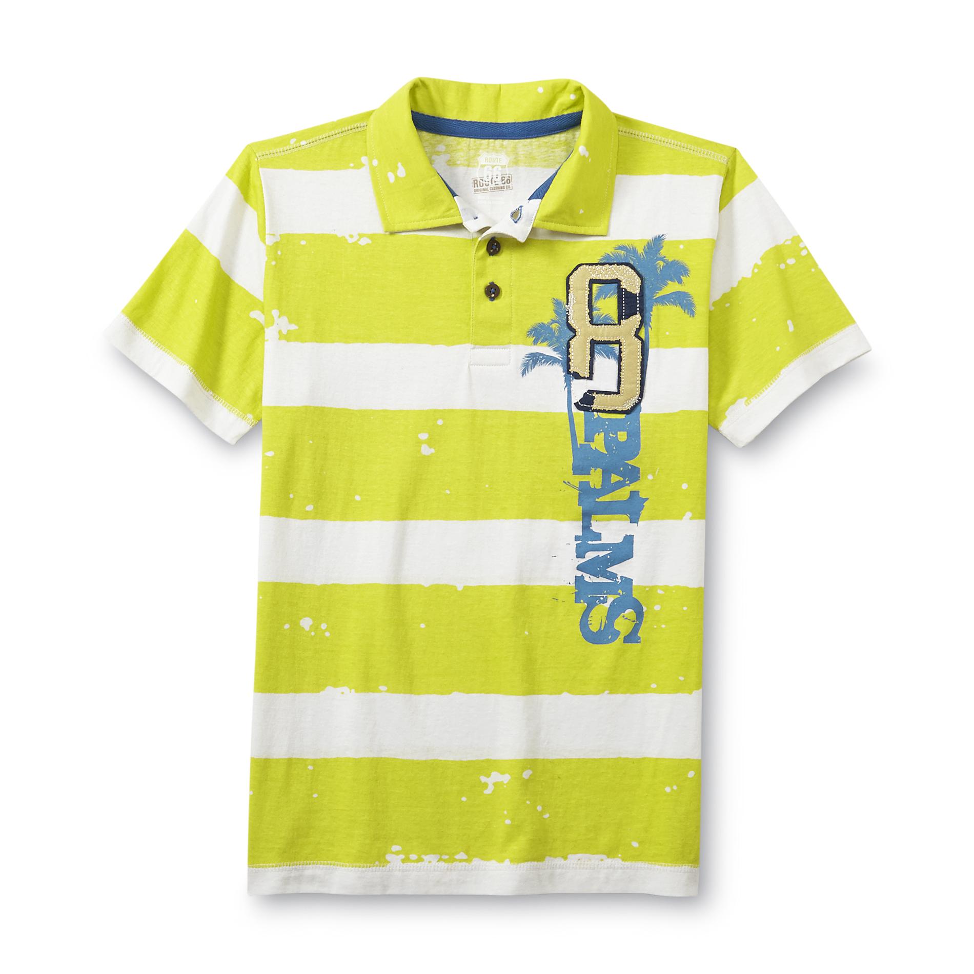 Route 66 Boy's Graphic Polo Shirt - Palm Trees & Stripes