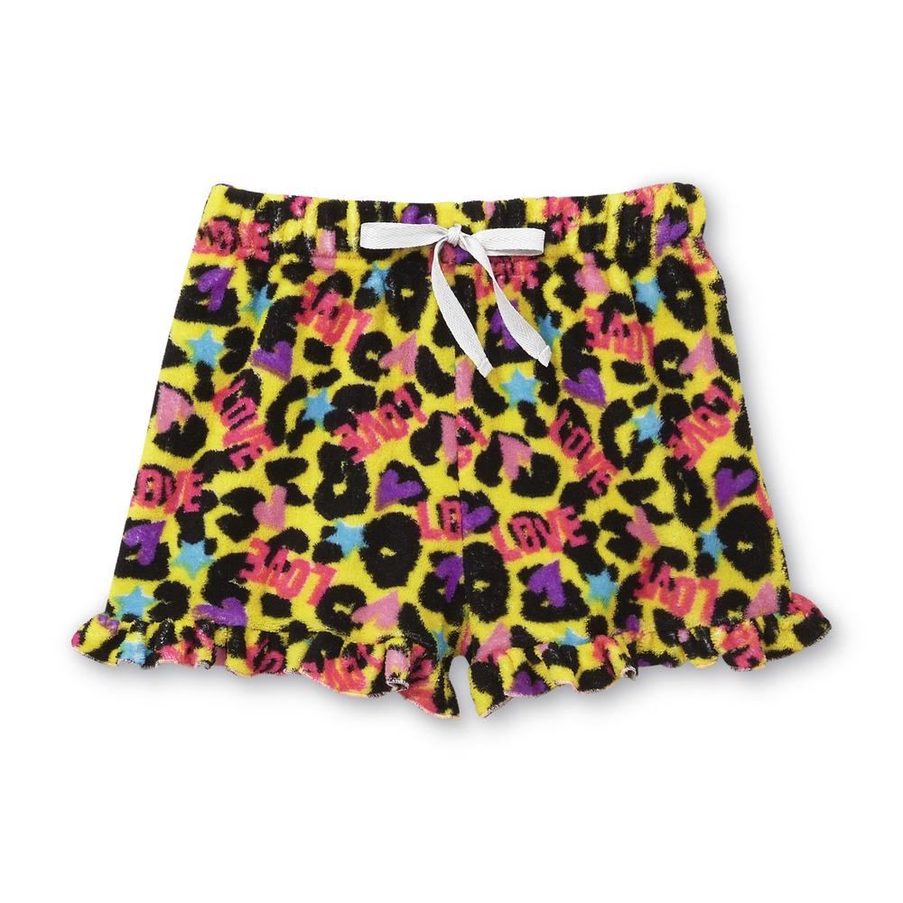 Joe Boxer Girl's Graphic Pajama Shirt & Fleece Shorts - Peace/Love