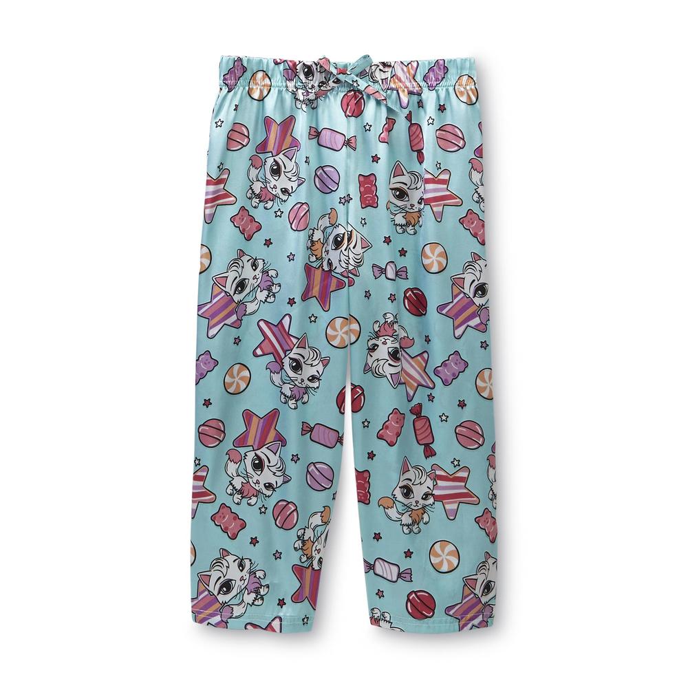 Joe Boxer Girl's Pajama Top  Pants & Eye Mask - Kitten