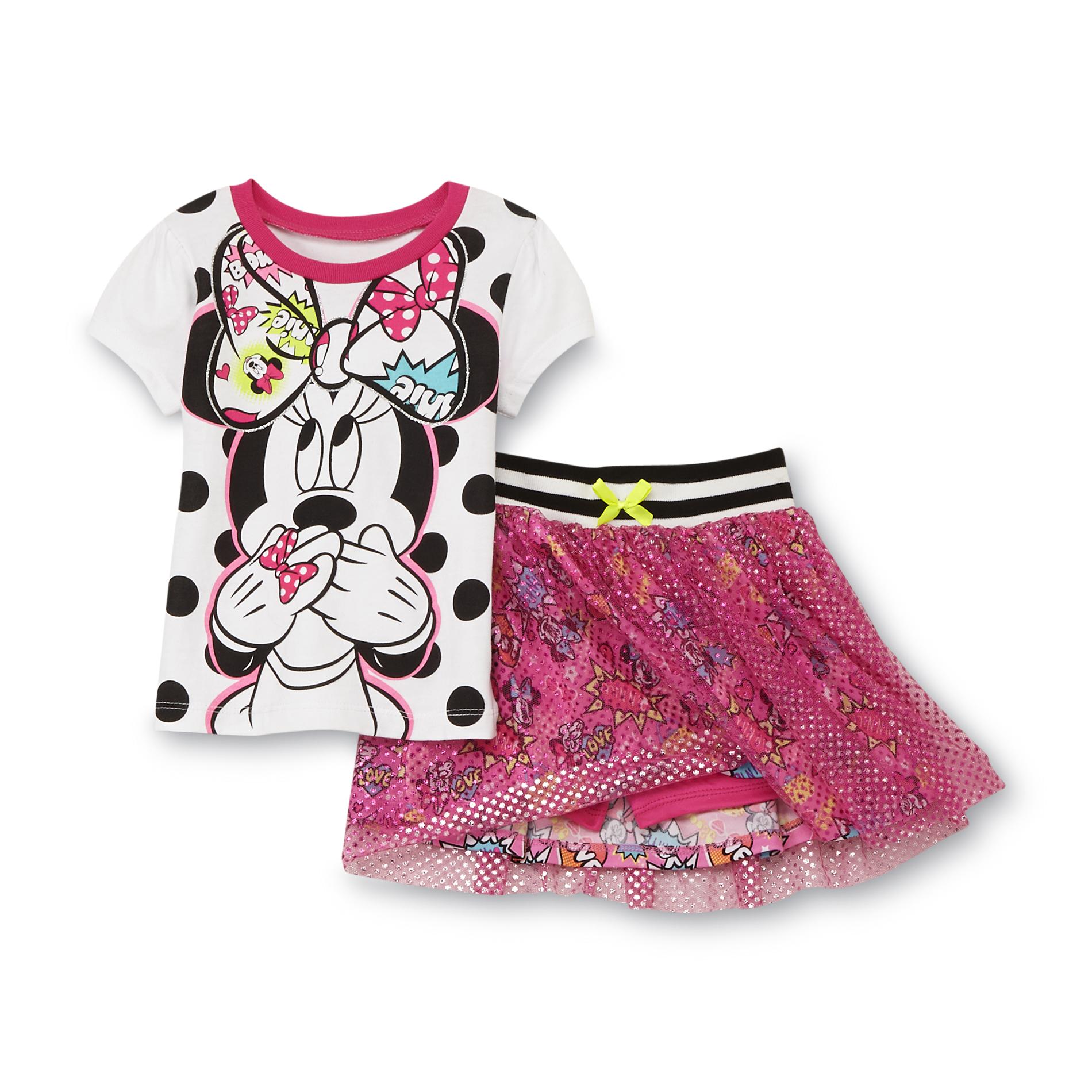 Disney Minnie Mouse Infant & Toddler Girl's Shirt & Scooter Skirt