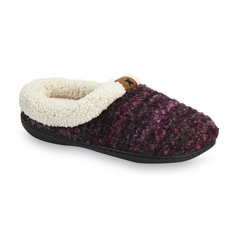 Dearfoams Women's Purple/Black Boucle Knit Clog Slipper