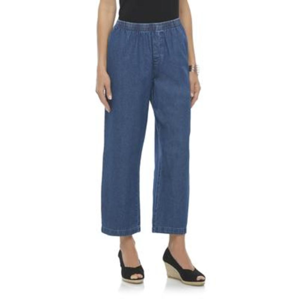 Basic Editions Women's Elastic Waist Denim Jeans
