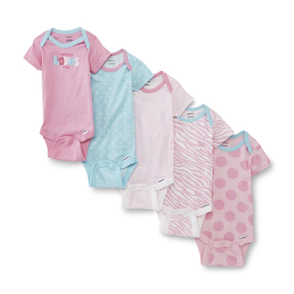 Gerber Infant Girls 5-Pack Short-Sleeve Bodysuits - Mommy Loves Me