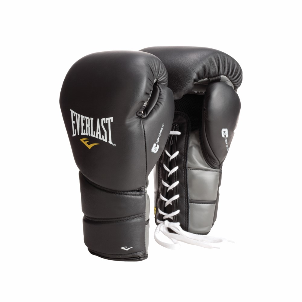 Everlast® Black 14oz ProTex2 Leather Training Gloves Lace - Fitness ...
