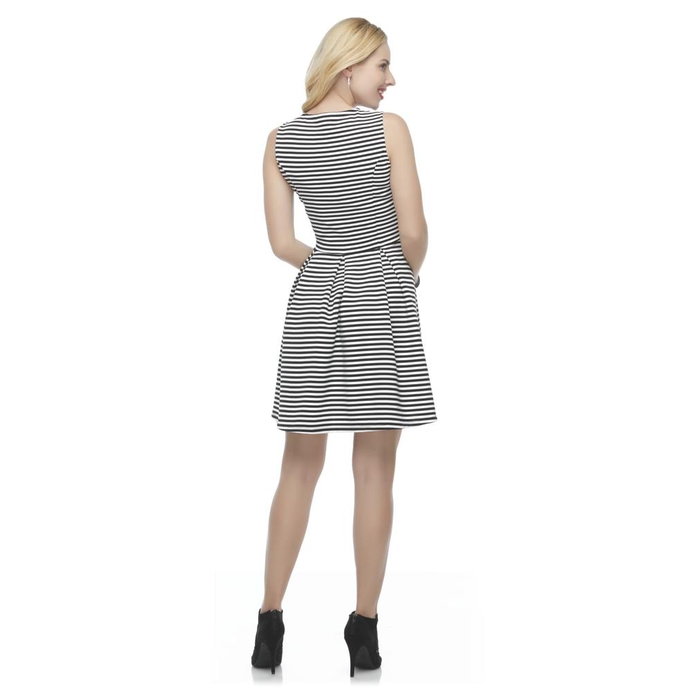 Attention Women's Sleeveless Knit Skater Dress - Striped