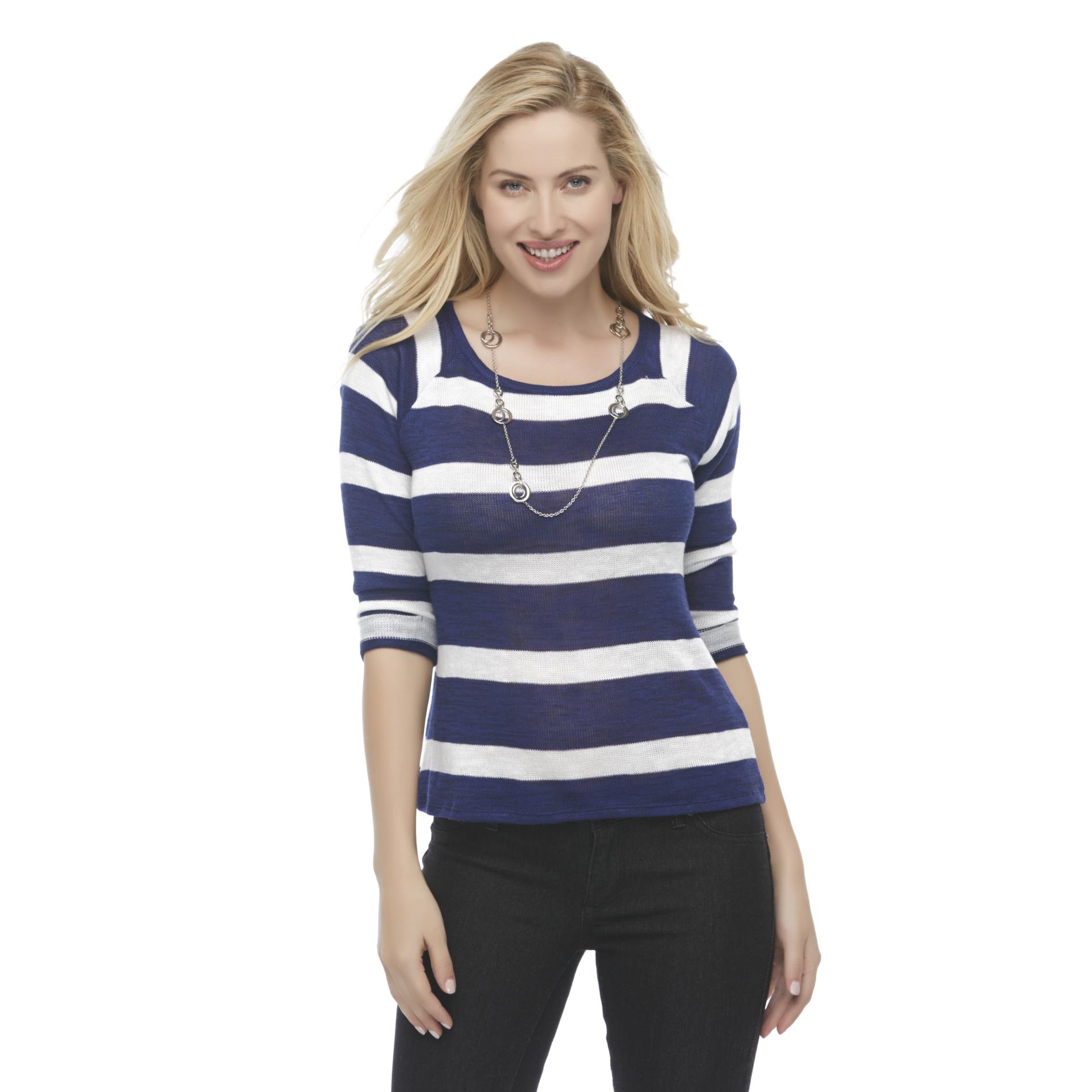 Attention Women's Three-Quarter Sleeve Sweater - Striped