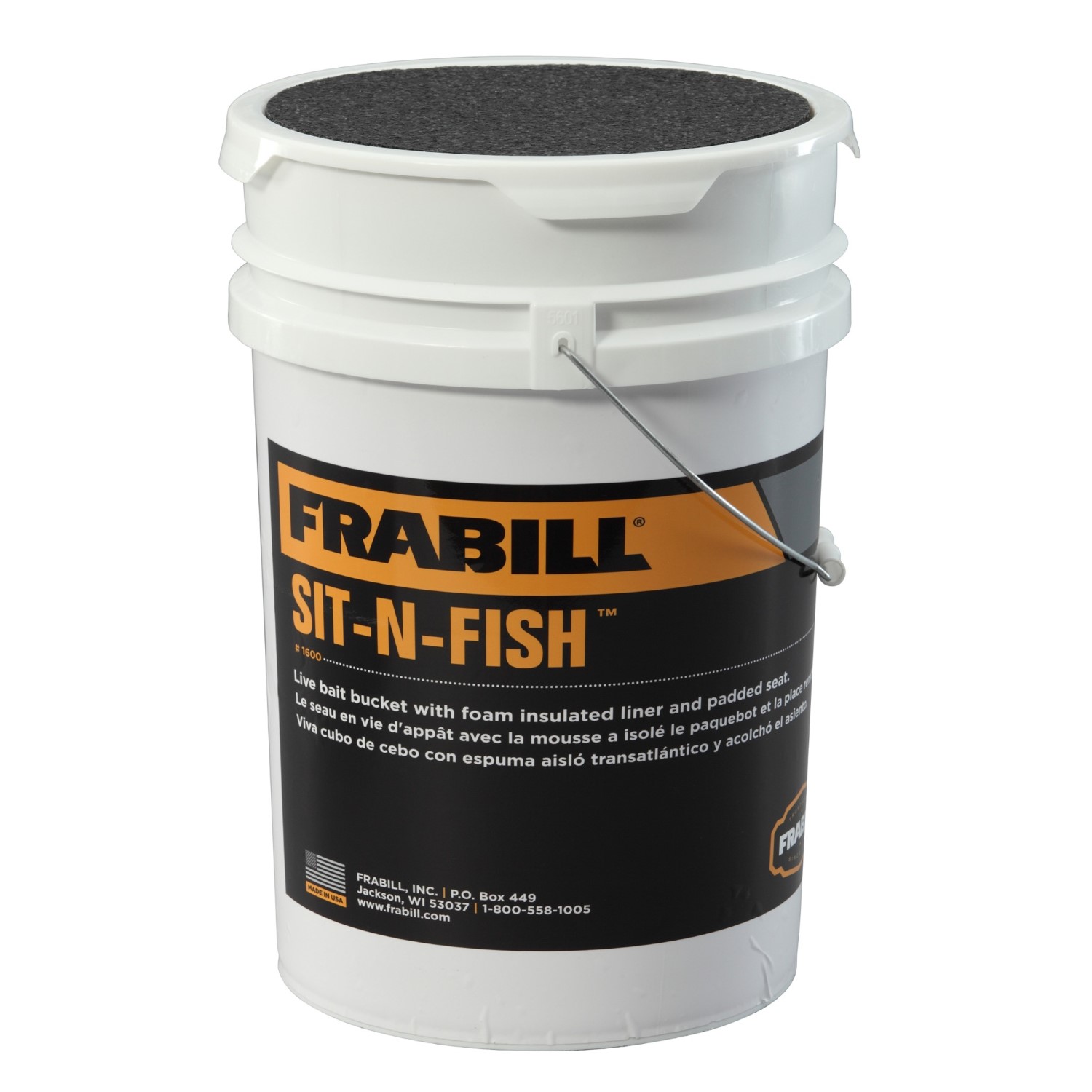Frabill Sit-N-Fish Bucket 160024, White Frabill Sit-N-Fish Bucket 160024, White