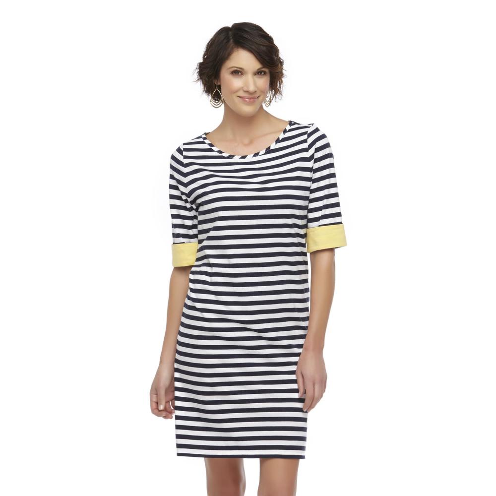 Basic Editions Women's Shift Dress - Striped