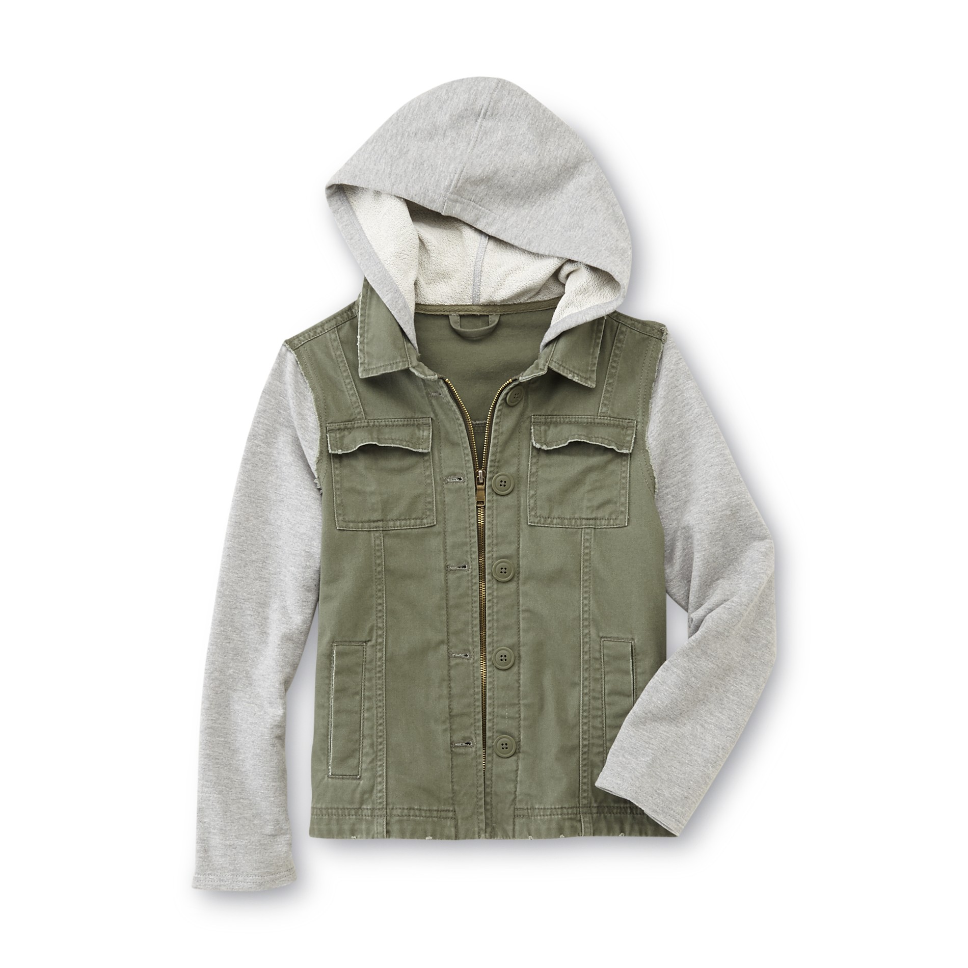 Canyon River Blues Girl's Layered-Look Military Hoodie Jacket
