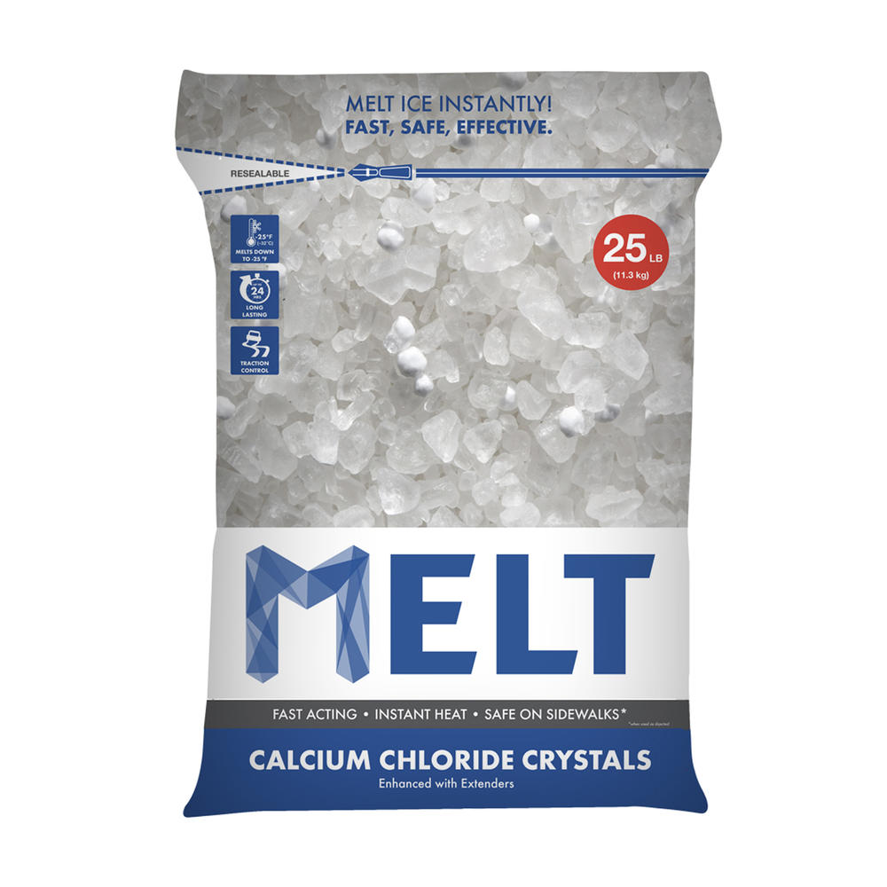 Snow Joe MELT25CC MELT 25 Lb. Resealable Bag Calcium Chloride Crystals Ice Melter -