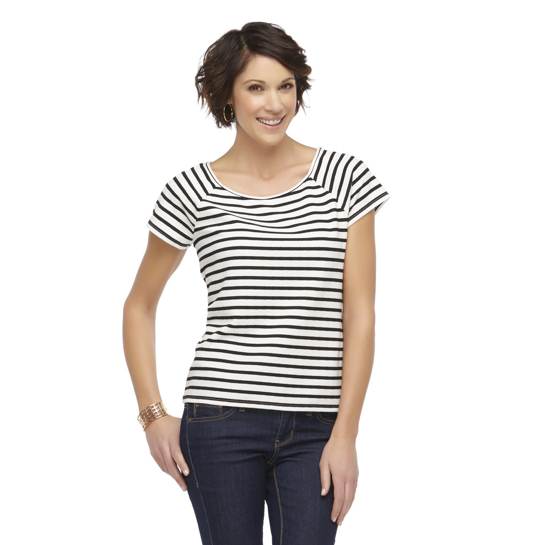 Jaclyn Smith Women's Textured T-Shirt - Striped