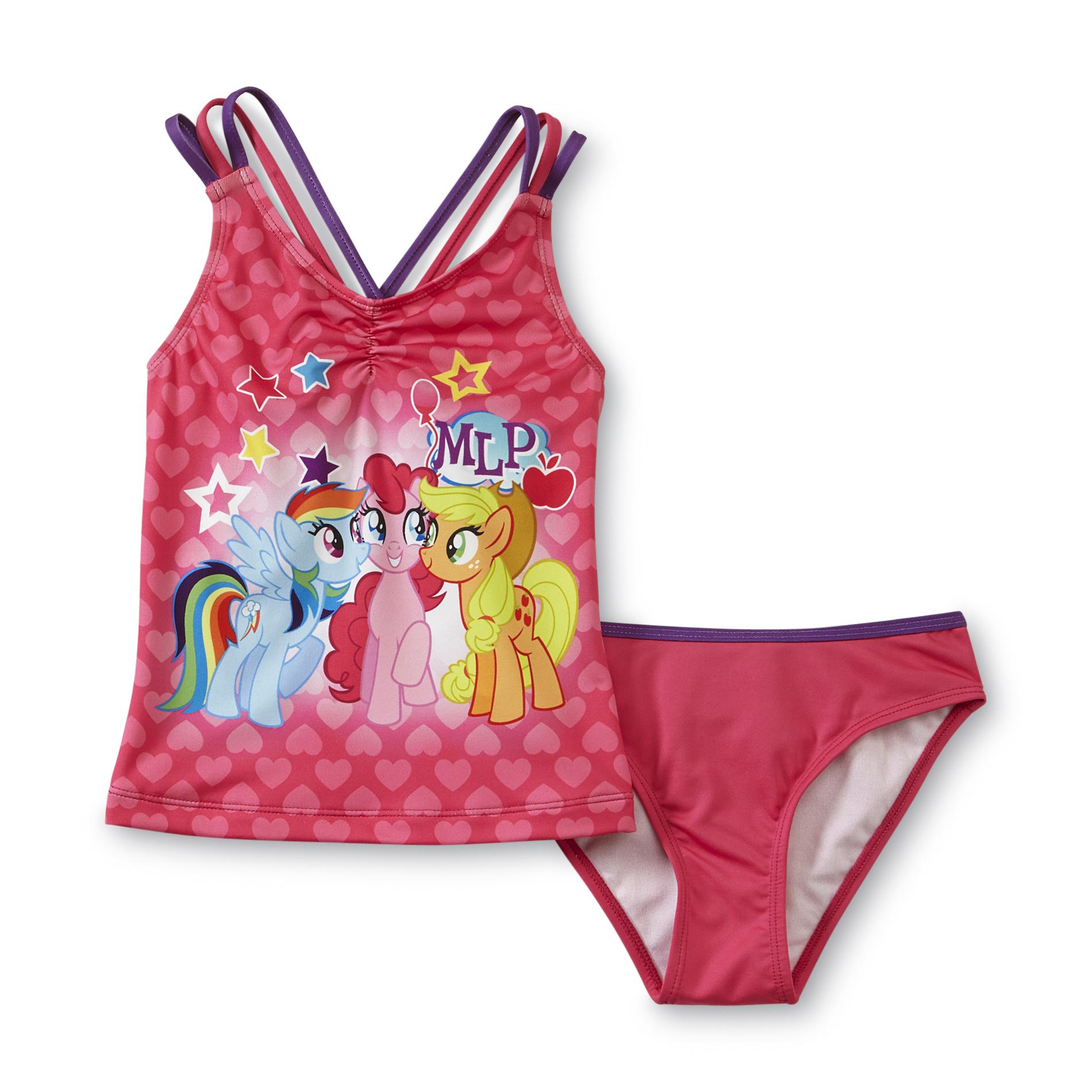 My Little Pony Girl's Tankini Top & Swim Bottoms - Hearts