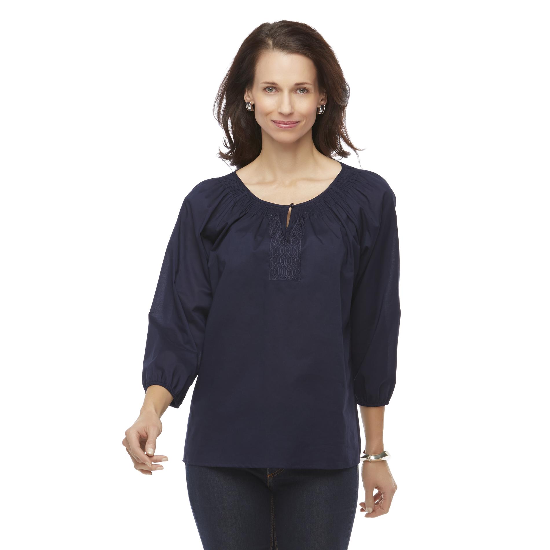 Basic Editions Women's Peasant Top