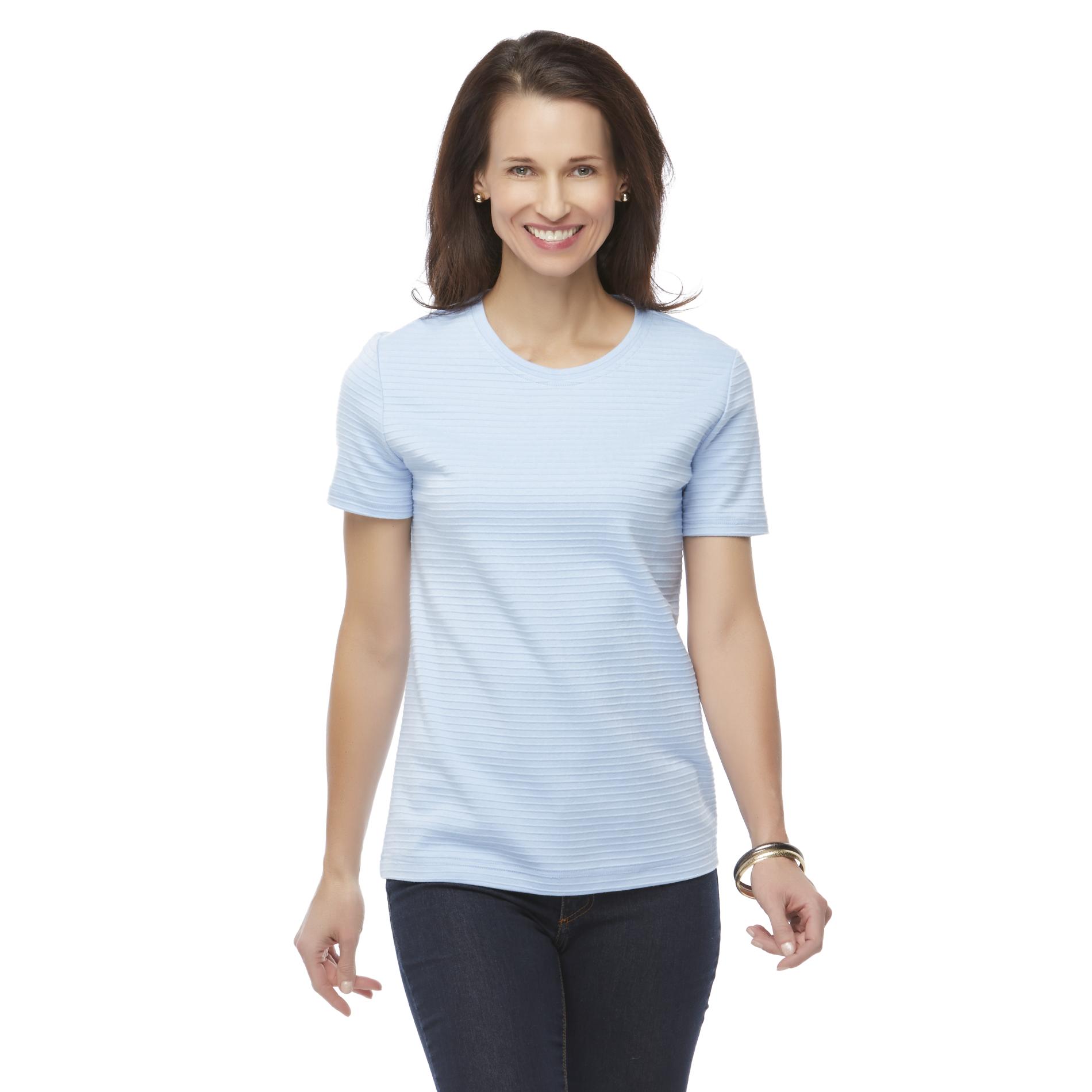 Basic Editions Women's Textured T-Shirt - Striped
