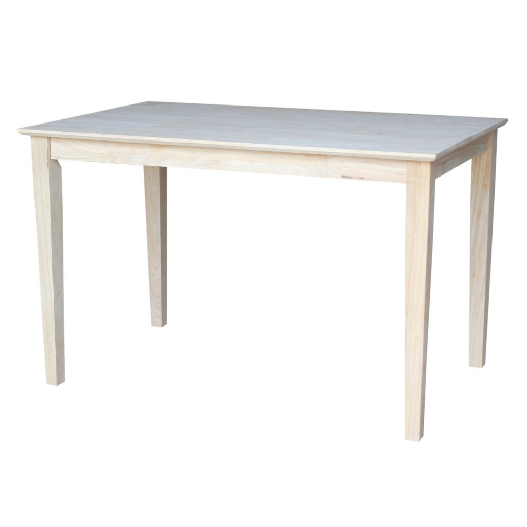 International Concepts Solid Wood Top Table with Shaker Legs - Unfinished
