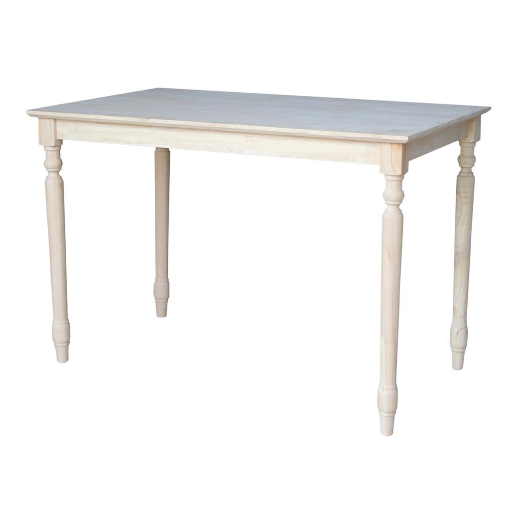 International Concepts Solid Wood Top Table with Turned Legs - Unfinished