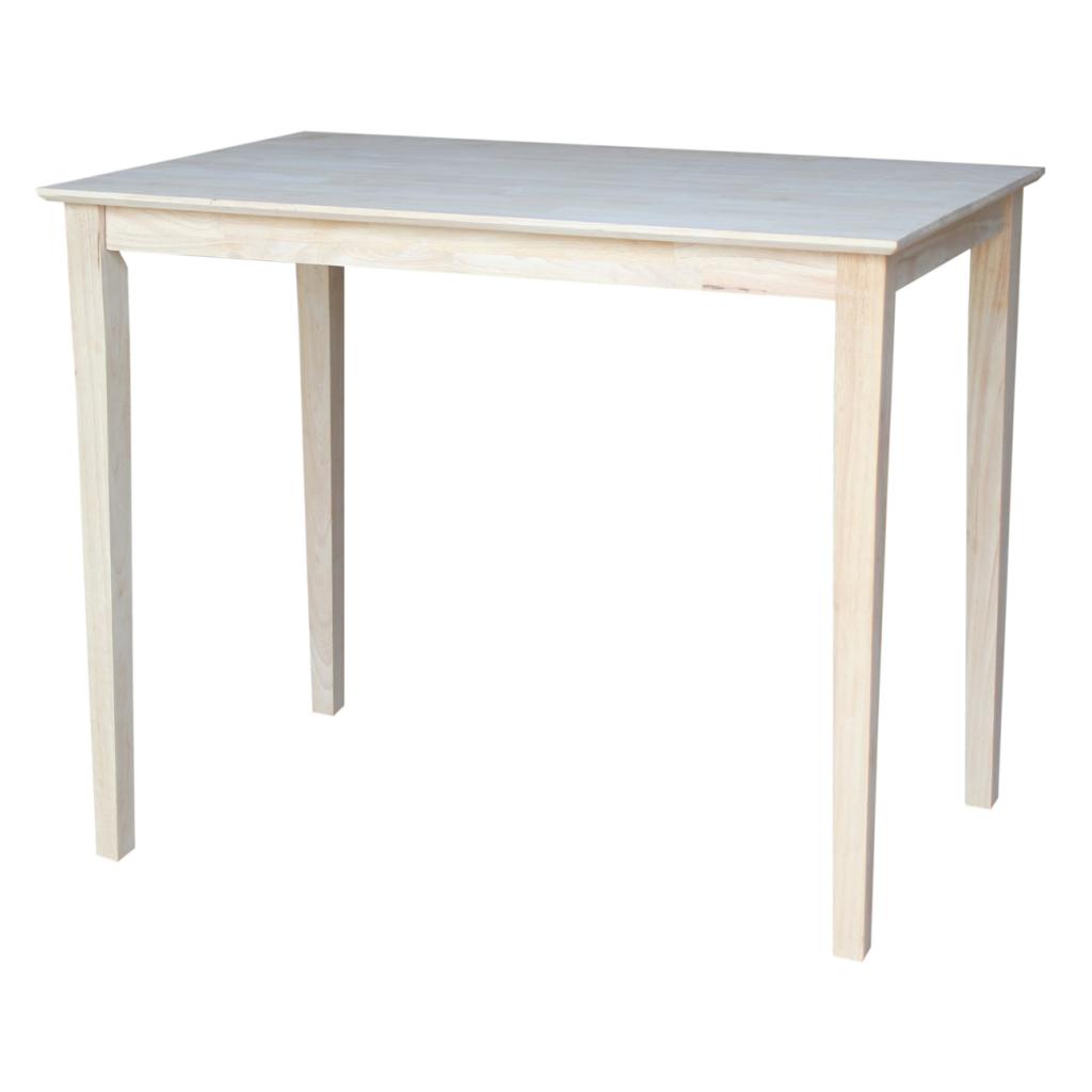 International Concepts Solid Wood Top Table with Shaker Legs - Unfinished