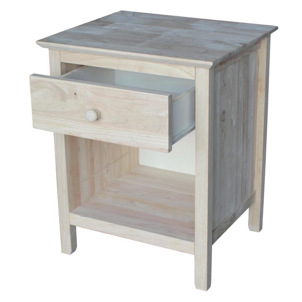 International Concepts Nightstand with 1 Drawer - Unfinished