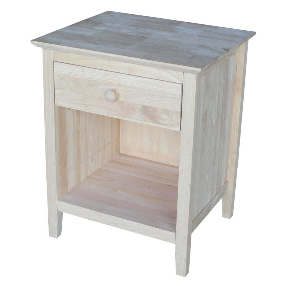 International Concepts Nightstand with 1 Drawer - Unfinished