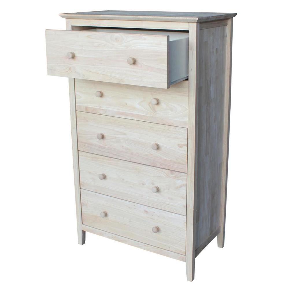 International Concepts Chest with 5 Drawers, Unfinished