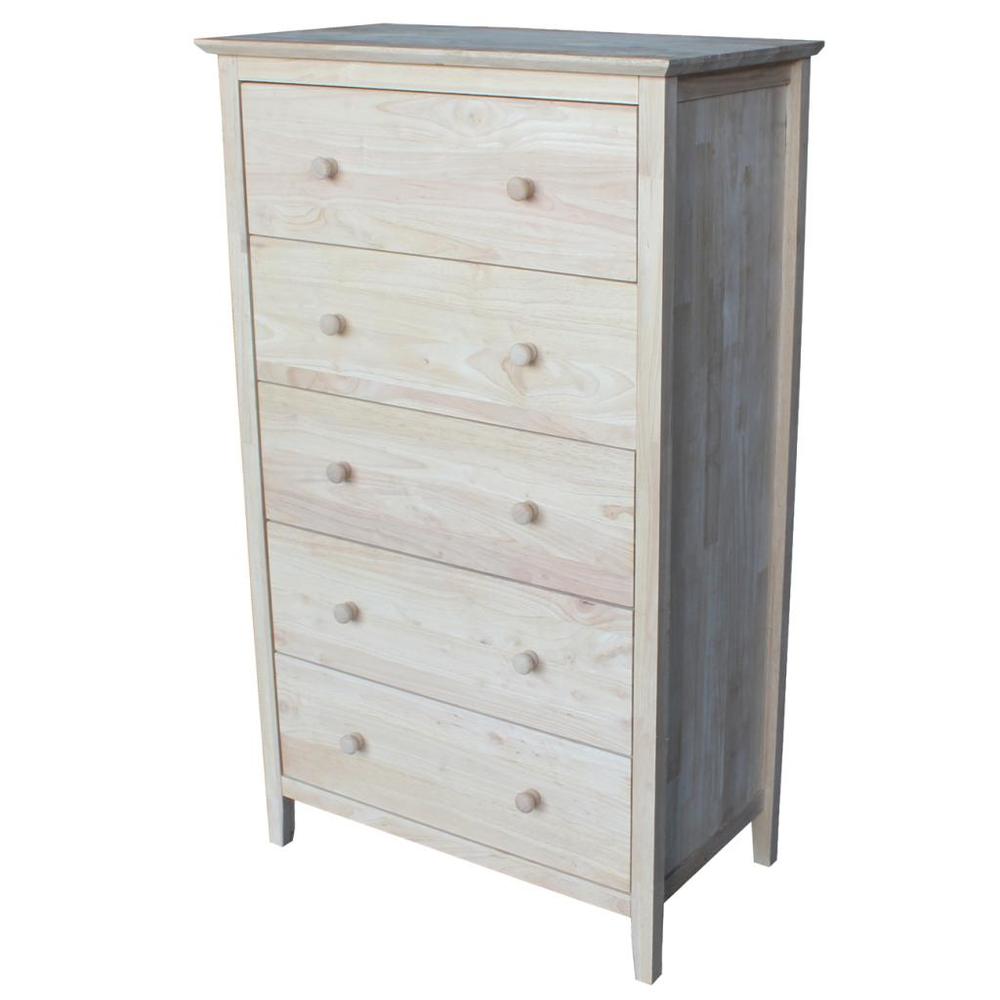 International Concepts Chest with 5 Drawers, Unfinished