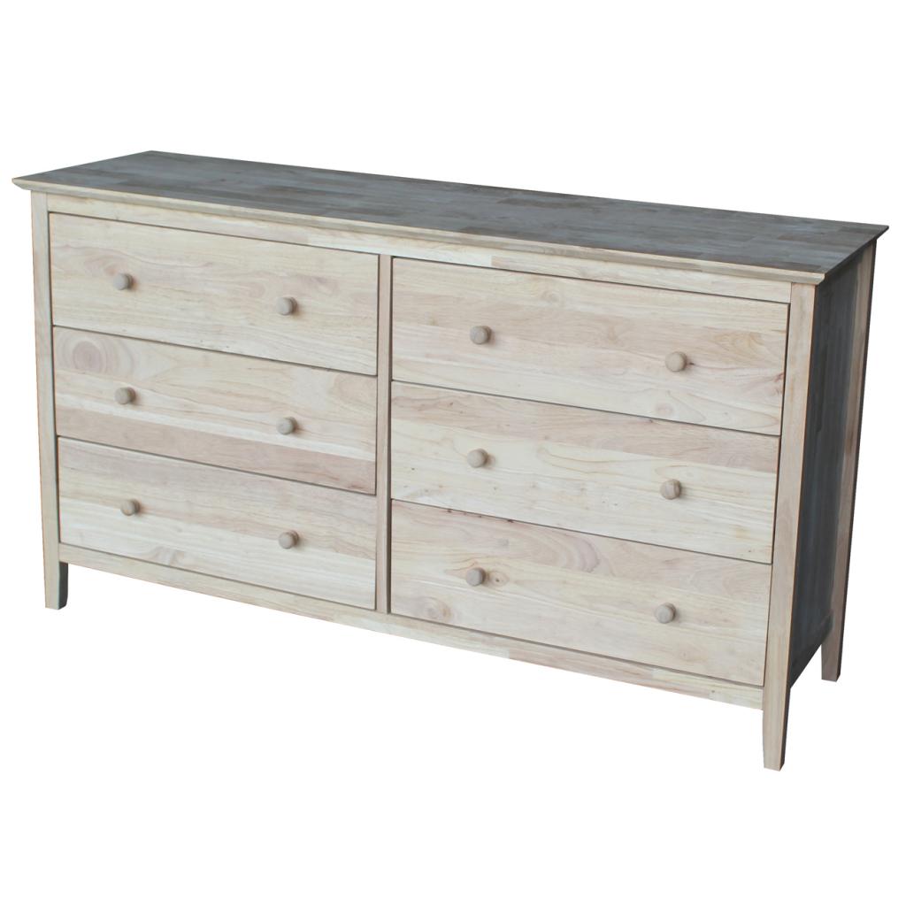 International Concepts Dresser With 6 Drawers Unfinished
