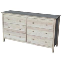International Concepts Dresser with 6 Drawers, Unfinished